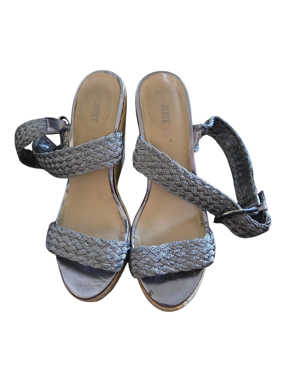 JustFab Woven Platform Espadrille Sandals - Gray - Picture 2 of 4